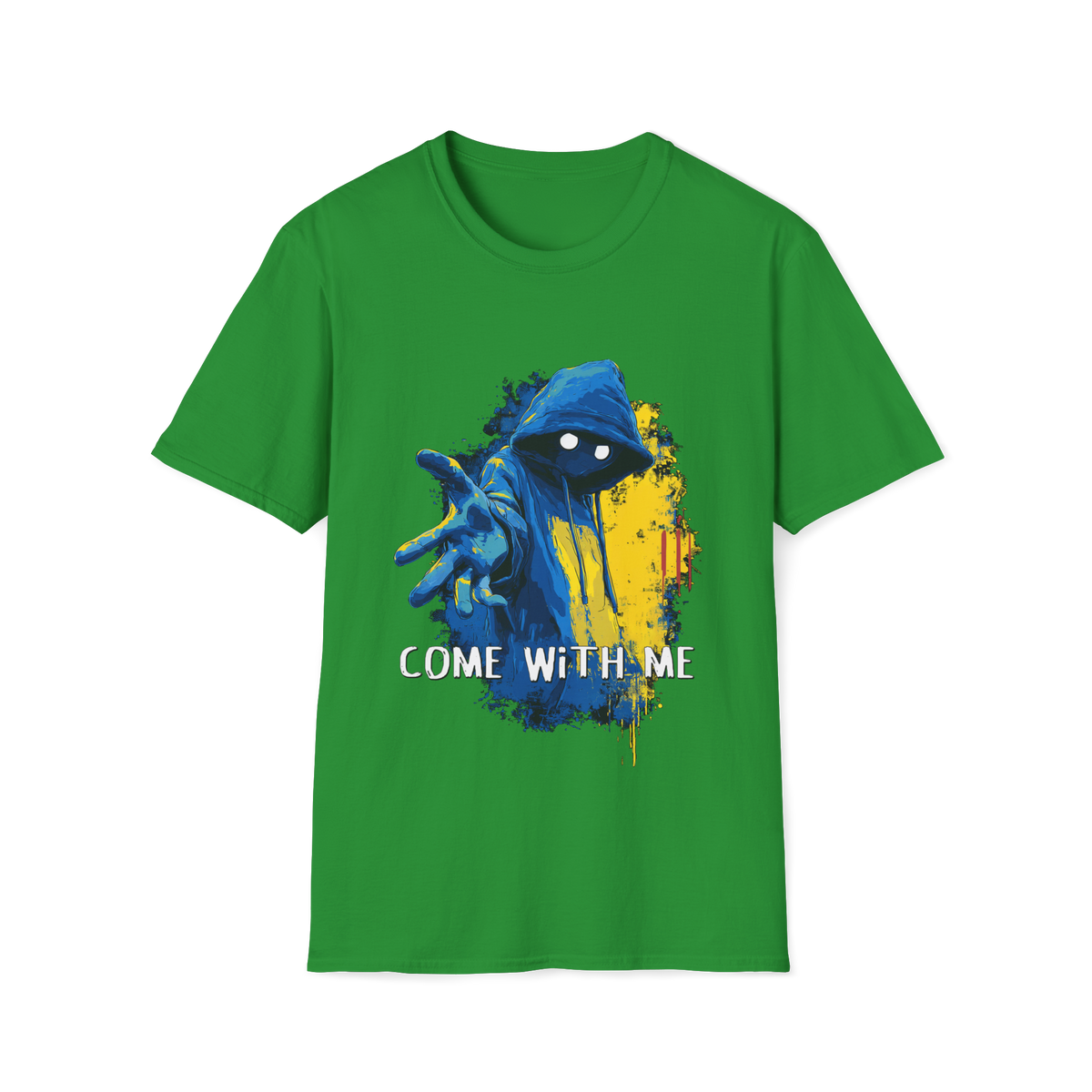 🚶‍♂️ COME WITH ME – Superhero Style Graphic T-Shirt, Unisex, Colors ⚫🔵🔴🟢🟡⚪