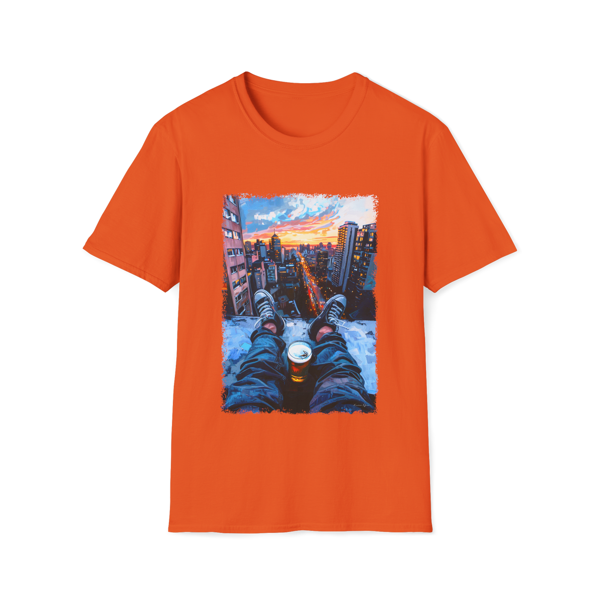 🍺 Chill Beer Rooftop Vibes T-Shirt, Unisex, Colors ⚫🔵🔴🟢 🟠 🟡⚪