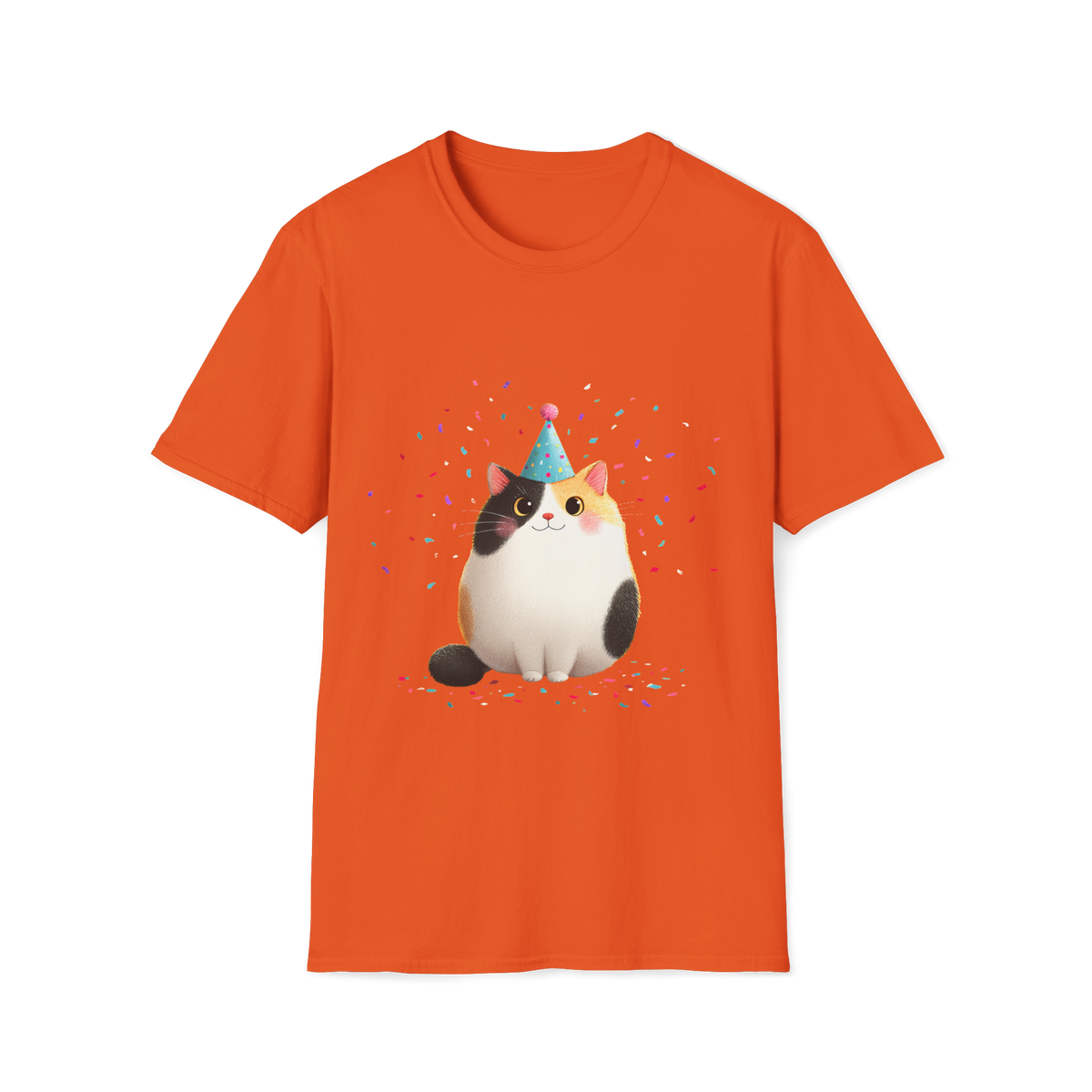 🥳 Cute Cat Birthday T-Shirt | Funny Kitty Celebration, Unisex, Colors ⚫🔵🔴🟠🟡⚪