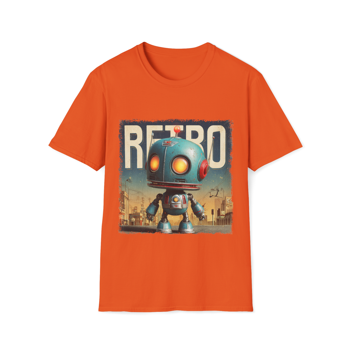 🤖 Retro Robot T-Shirt – Classic Sci-Fi Design, Unisex, Colors ⚫🔵🔴🟠🟡⚪