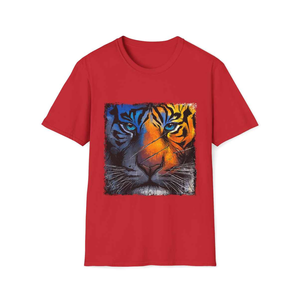 🐯 Majestic Tiger T-Shirt – Fierce Wildlife Animal Graphic Design, Unisex, Colors ⚫🔵🔴🟡⚪