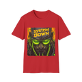 👾 System Down T-Shirt – Cyberpunk Graphic Tee, Unisex, Colors ⚫🔵🔴🟡⚪