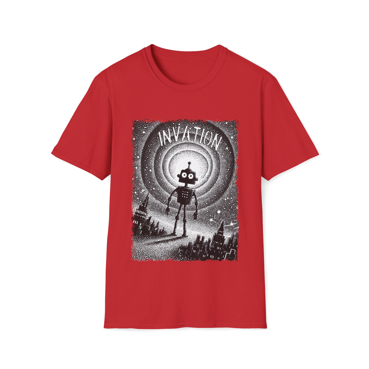 🤖 Invasion Graphic T-Shirt, Unisex, Colors ⚫🔵🔴🟠🟡⚪