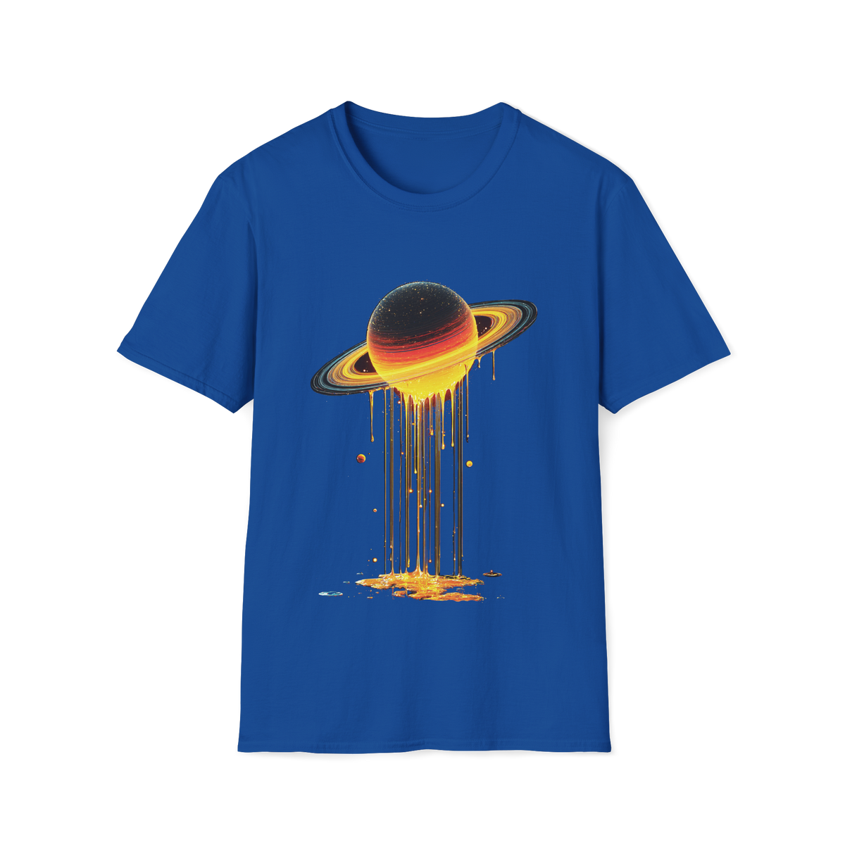🪐Saturn Meltdown – Dripping Planet T-Shirt, Unisex, Colors ⚫🔵🔴🟡⚪