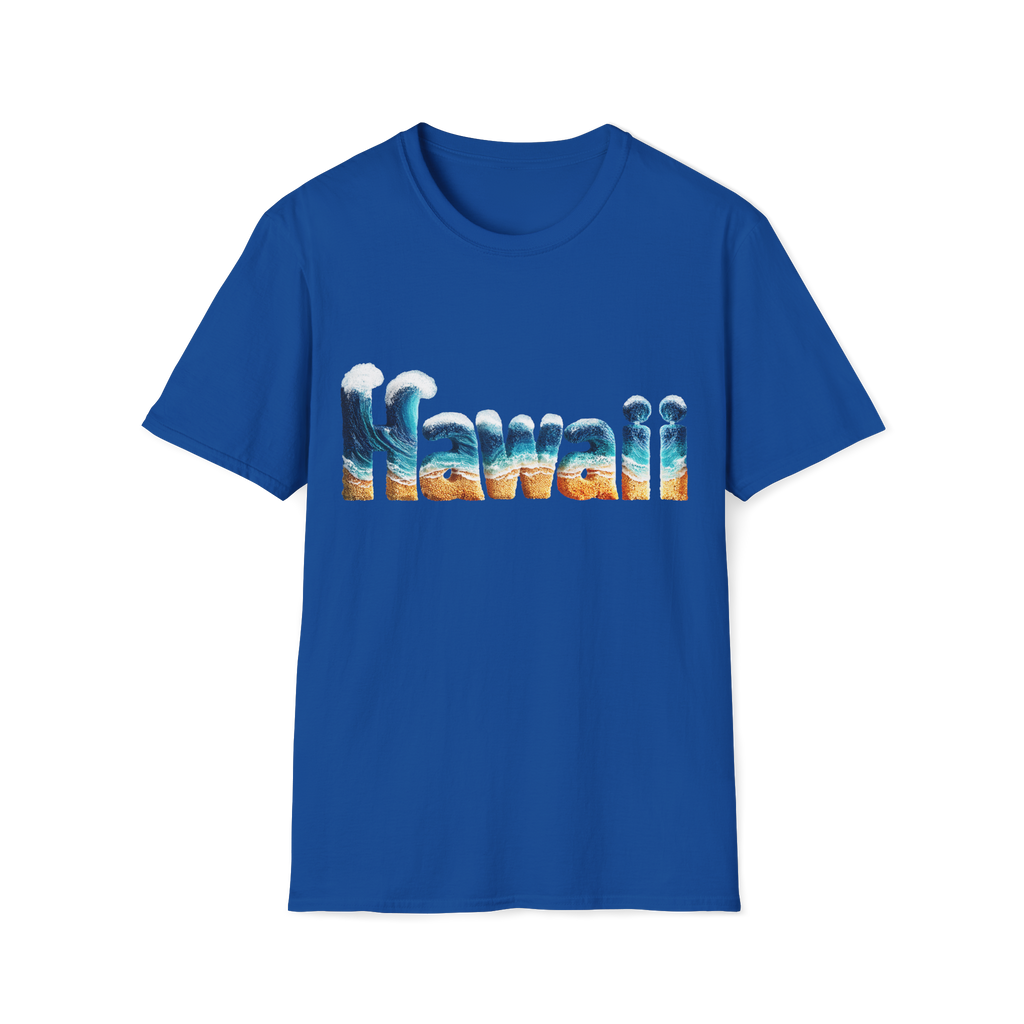🌊 Hawaii Tropical Beach & waves T-Shirt, Unisex, Colors ⚫🔵🔴🟠🟡⚪