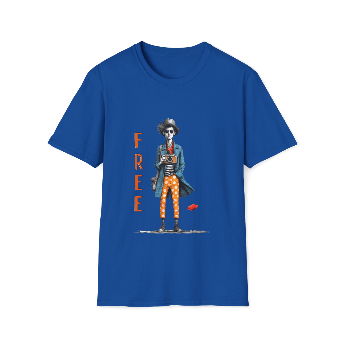 📷 Be "FREE" T-Shirt | Vintage Illustration, Unisex, Colors ⚫🔵🔴🟡⚪