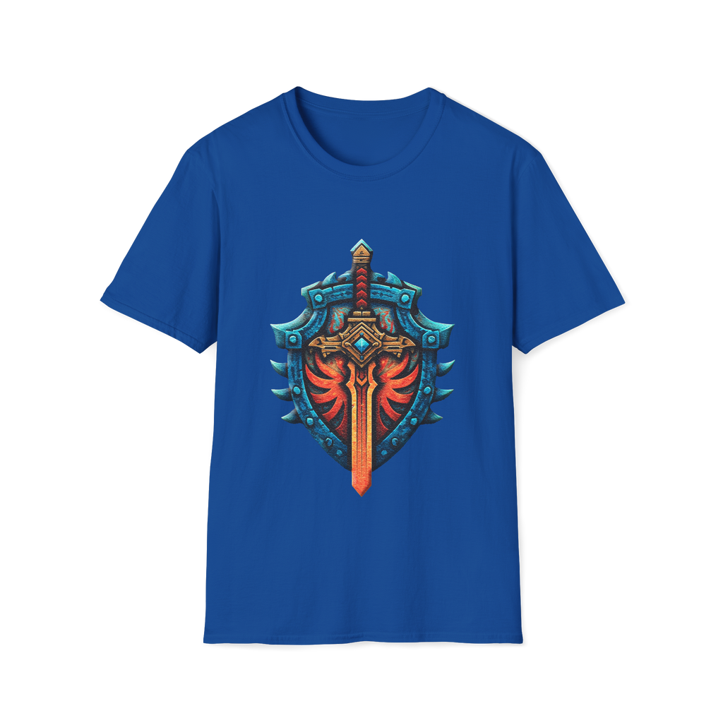 🛡️ Shield & Sword Warrior T-Shirt – Strength, Honor, Unisex, Colors ⚫🔵🔴🟡⚪