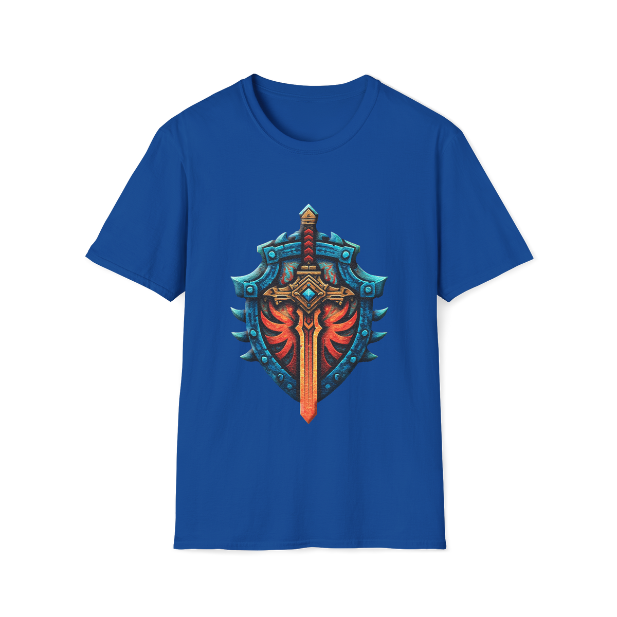 🛡️ Shield & Sword Warrior T-Shirt – Strength, Honor, Unisex, Colors ⚫🔵🔴🟡⚪