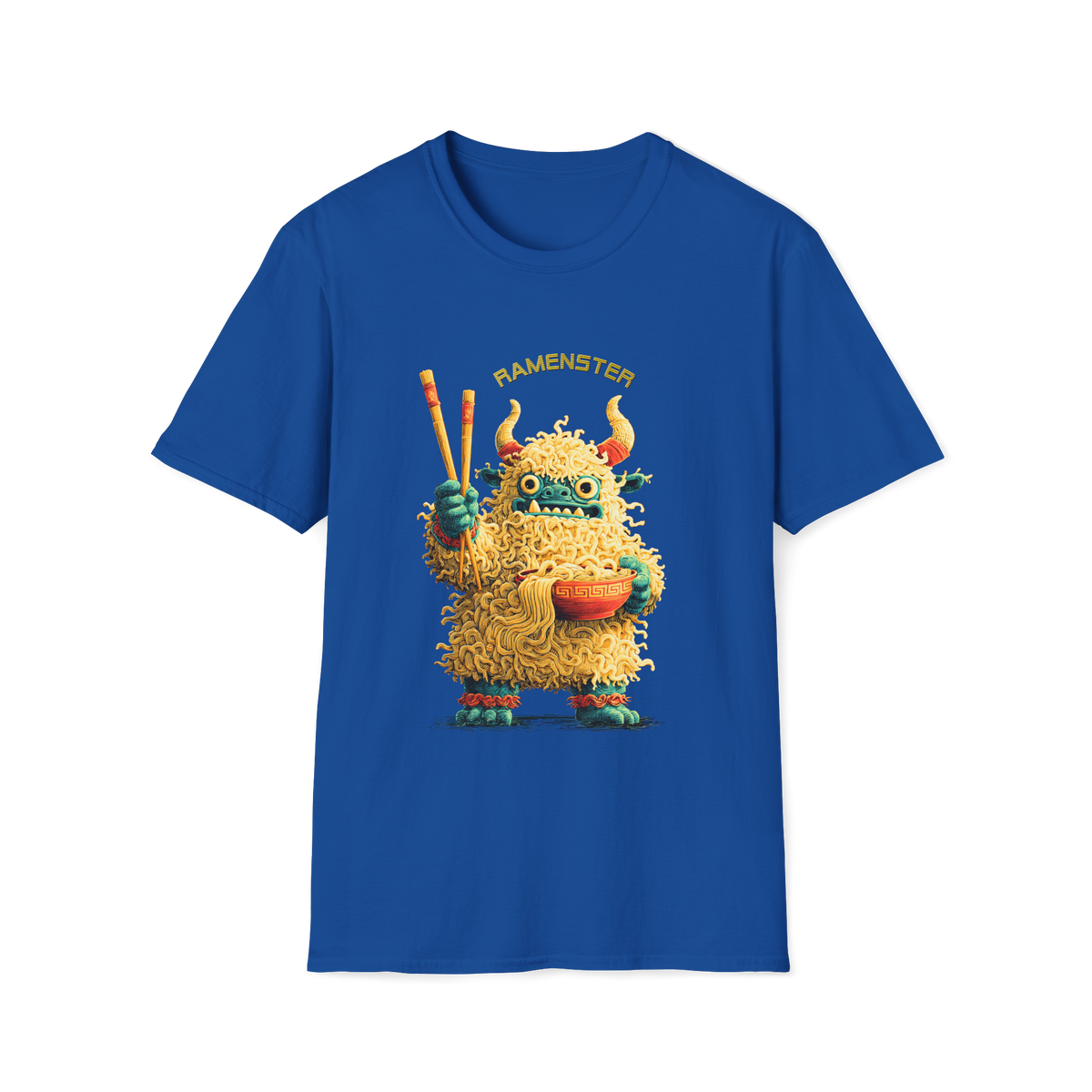 🍜 Ramen Monster – Slurp of Destruction Japanese Noodle T-Shirt, Unisex, Colors ⚫🔵🔴🟡⚪
