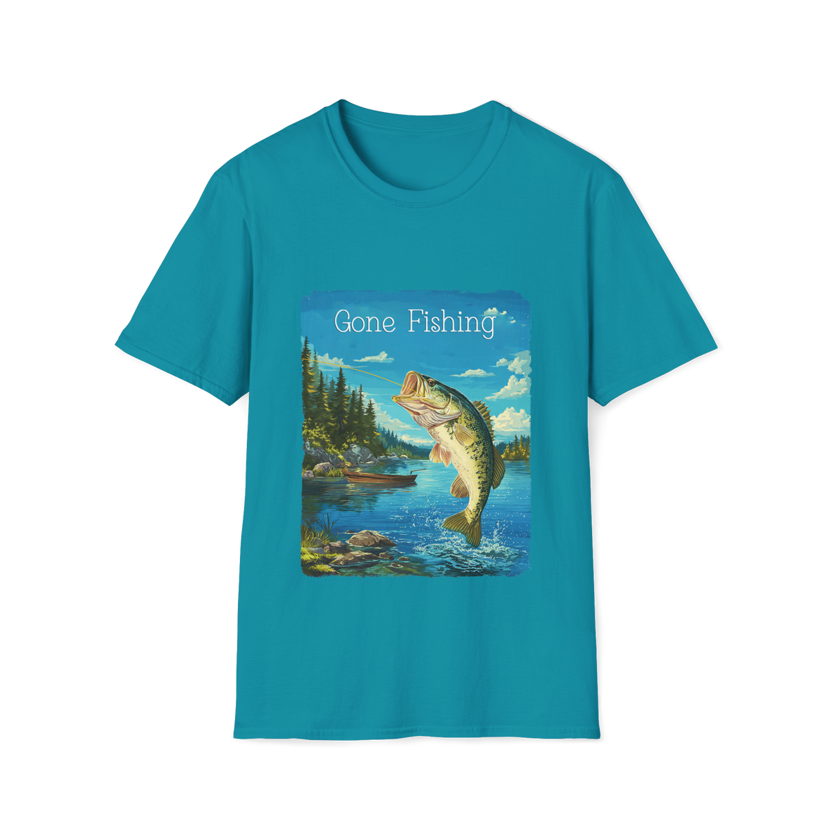 🎣 Gone Fishing T-Shirt, Unisex, Colors ⚫🔵🔴🟢🟡⚪