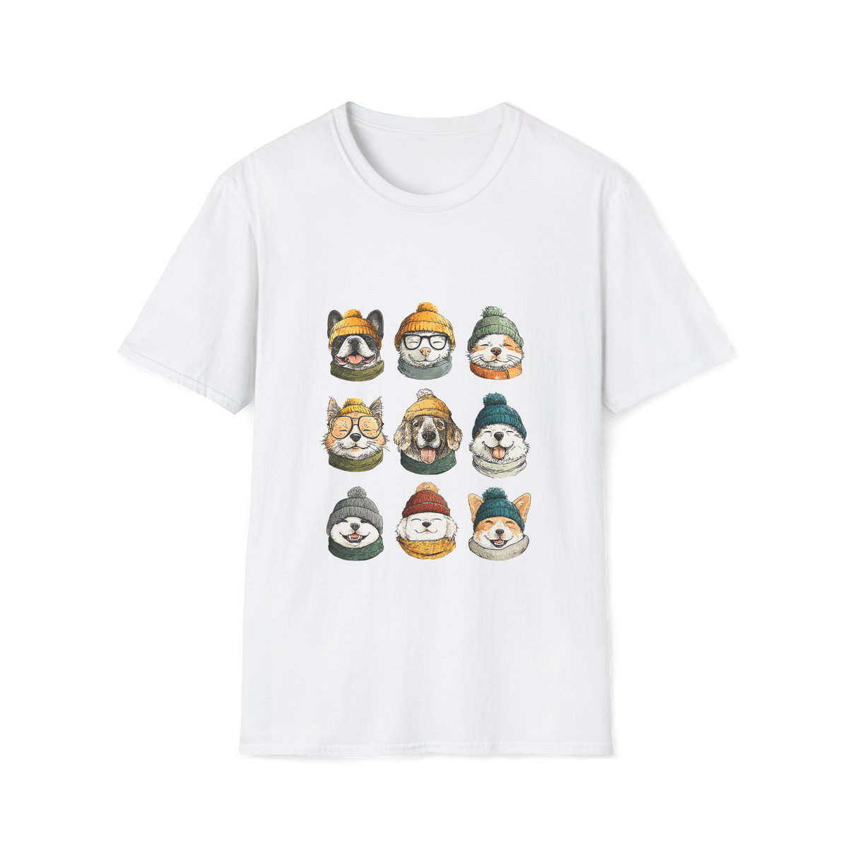 🐶 Cute Dogs Collage T-Shirt – Dog Lover Graphic Tee, Unisex, Colors ⚫🔵🔴🟠🟡⚪