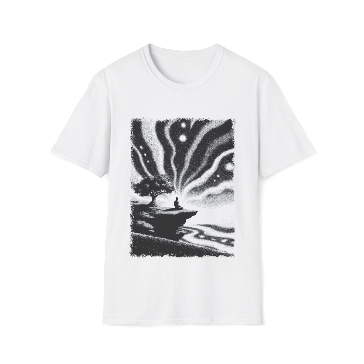 🧘‍♂️ B&W Meditation T-Shirt – Inner Peace, Unisex, Colors ⚫🔵🔴🟡⚪